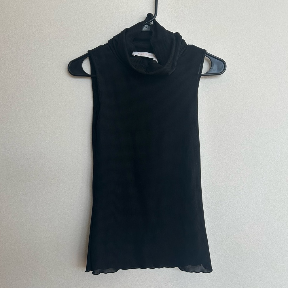See By Chloe Black Turtleneck Tank Top